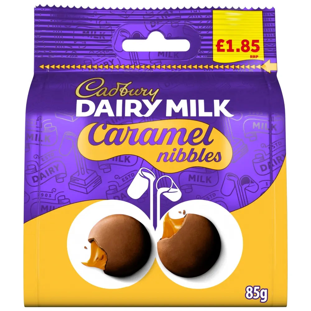 Cadbury Dairy Milk Caramel Nibbles Chocolate Bag 85g FULL CASE BBE APRIL 2026