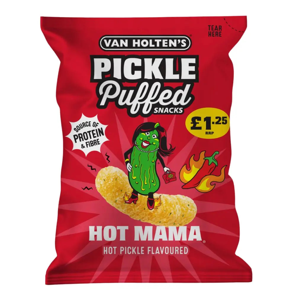 Van Holten's Hot Mama Hot Pickle Puffed Snacks Bag