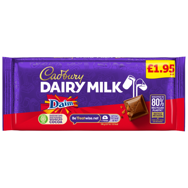 Cadbury Dairy Milk Cadbury Dairy Milk Daim Chocolate Bar 120 g BBE APRIL 2026