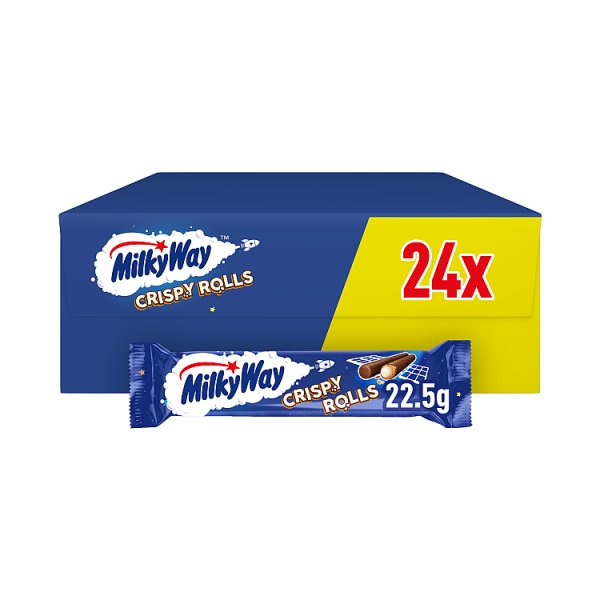 Milky Way Milk Chocolate Crispy Rolls 22.5g full box of 24 bars BBE February 2026